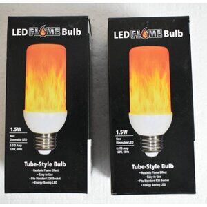 Lot of 2 EZ-Illuminations LED Flame Bulb Tube-Style Bulb 1.5W Halloween